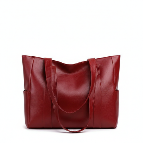 Borsa a tracolla donna in PU rossa grande capacità – vista frontale