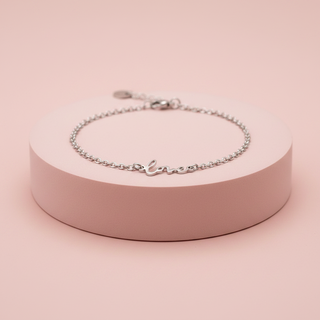 Lamù Bracciale Love - piedistallo rosa cipria 2