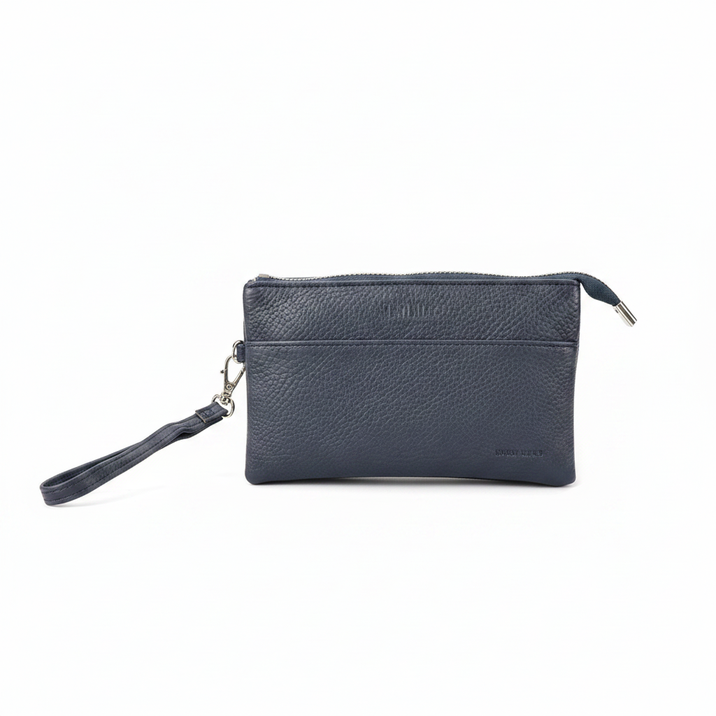 Clutch wristlet blu navy – vista frontale