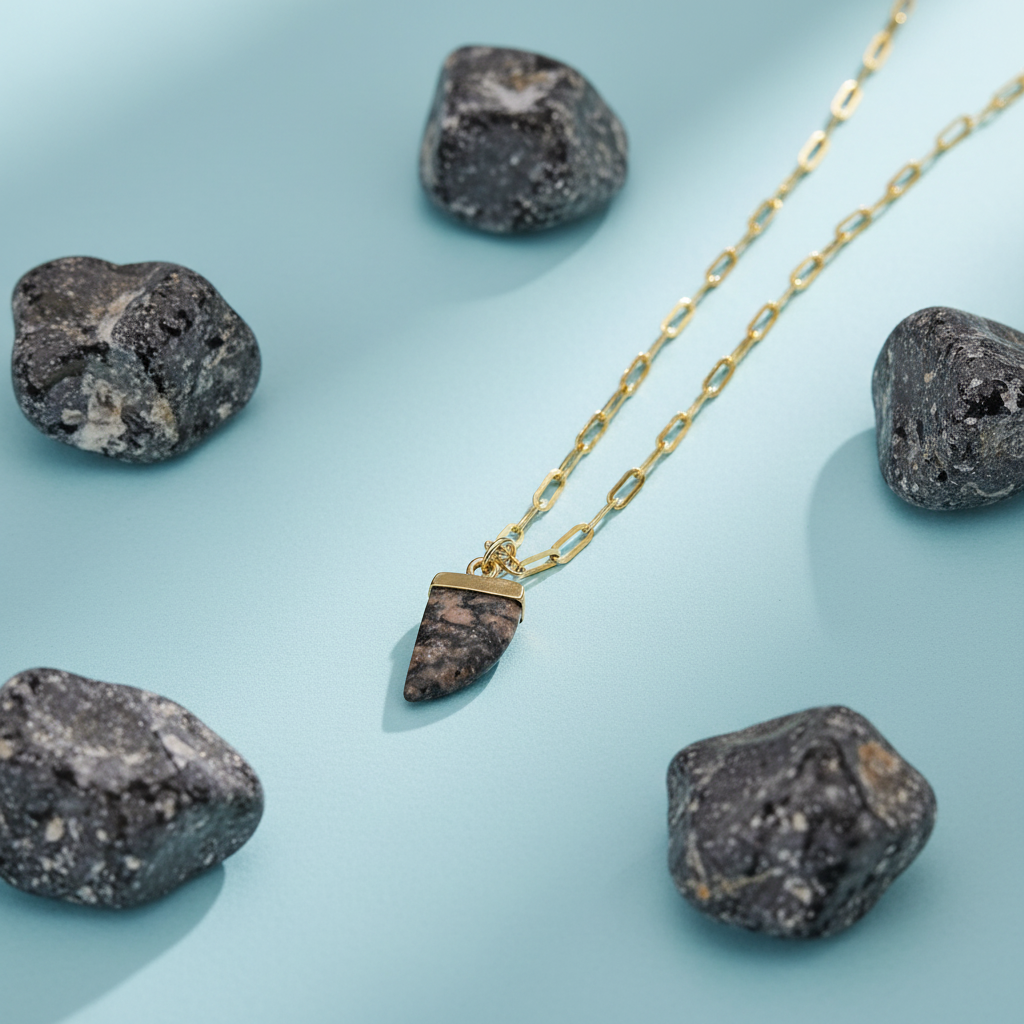 Collana corno diaspro grigio mood editoriale
