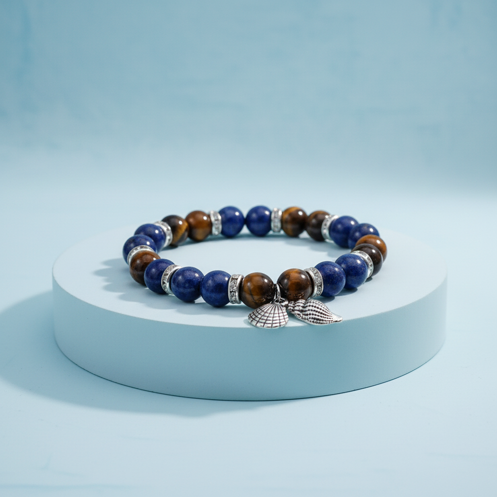 Bracciale su piedistallo azzurro pastello
