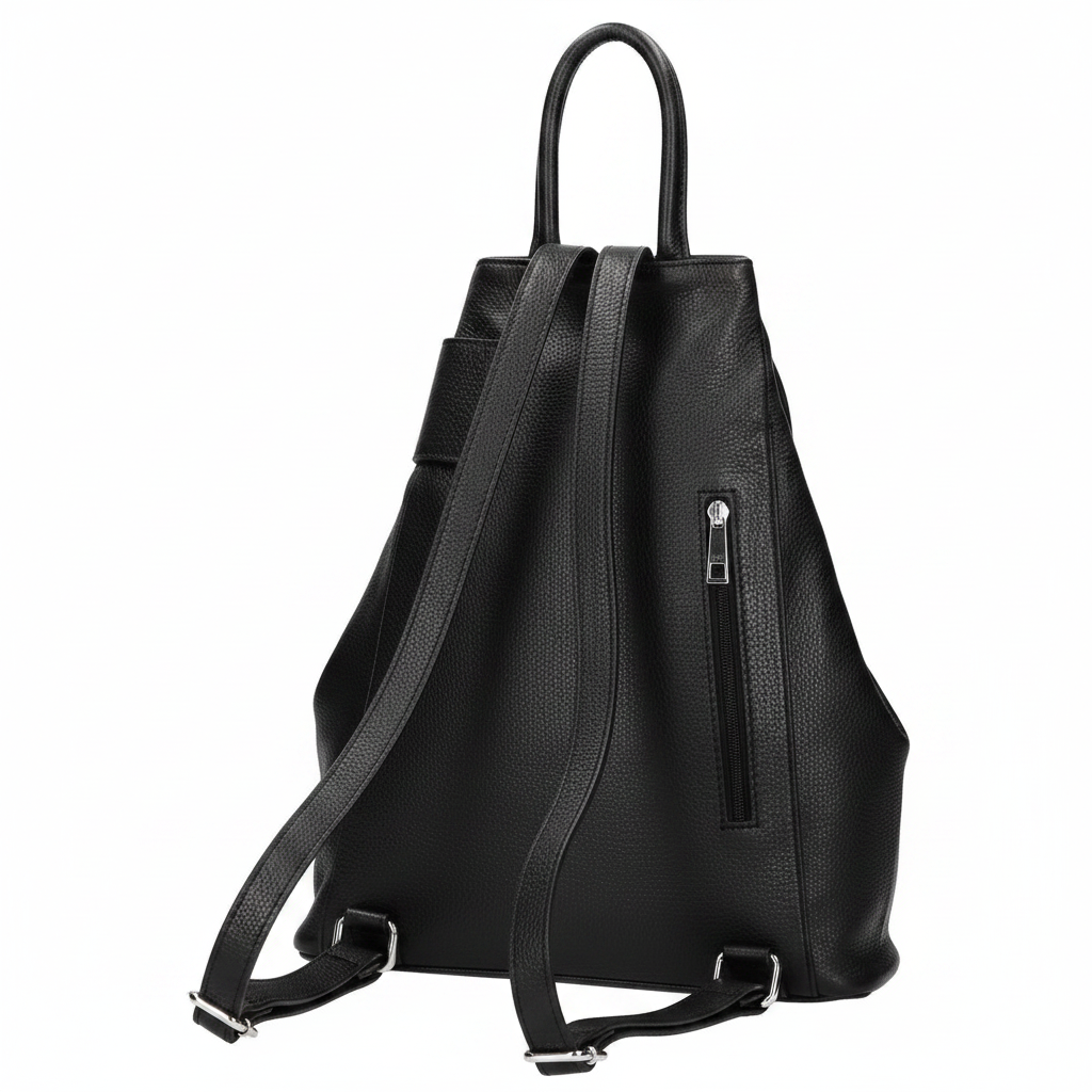Diva's Bag Zaino Latisha in Pelle Nera Made in Italy - Vista 2