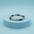 Bracciale Avventurina Verde e Agata Indiana su piedistallo azzurro pastello