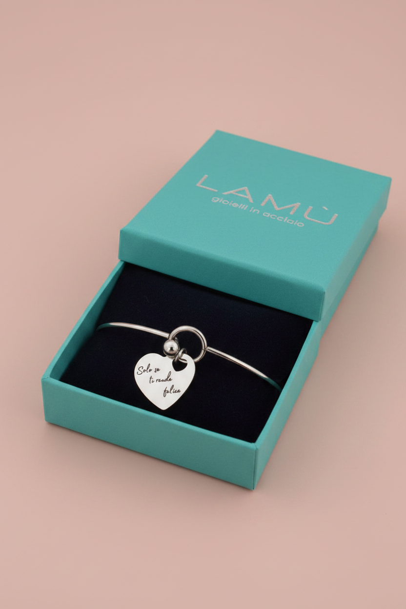 Lamù bracciale rigido cuore Solo se ti rende felice con scatola