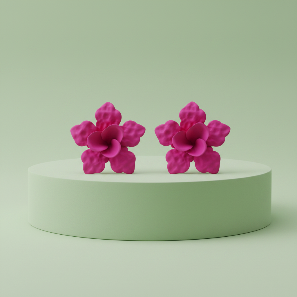 Orecchini Fiore Fucsia - Piedistallo
