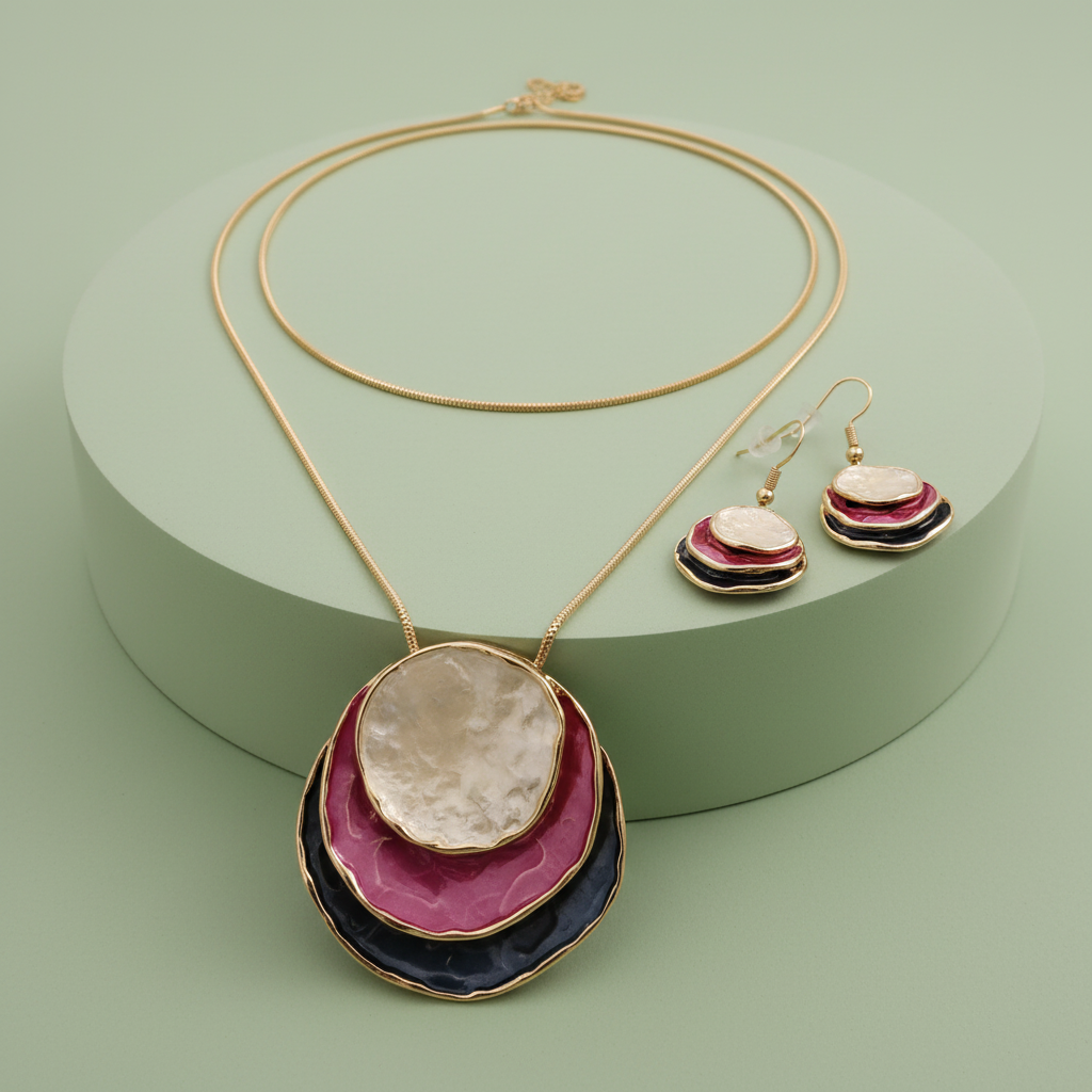 Set collana orecchini catena sistemata