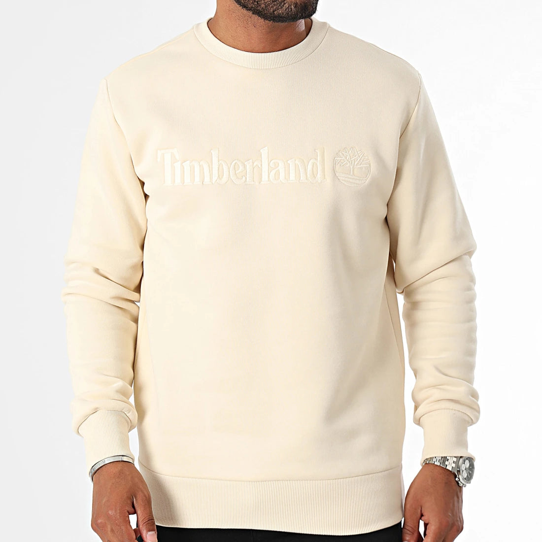 Timberland Felpa Uomo Girocollo – Colore Beige, Cotone e Poliestere, Taglia L